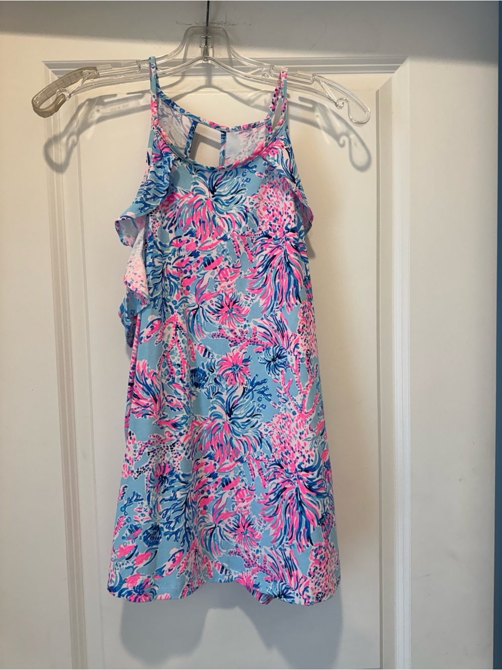 Like new, Lilly Pulitzer Blue top with ruffle